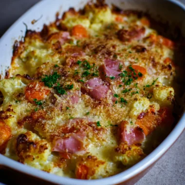 Recette de Gratin de Chou-fleur Jambon et Parmesan (Savoureux et Réconfortant !)