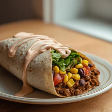 Recette de Wrap Burrito Bœuf, Haricots & Maïs (Sauce Crémeuse)