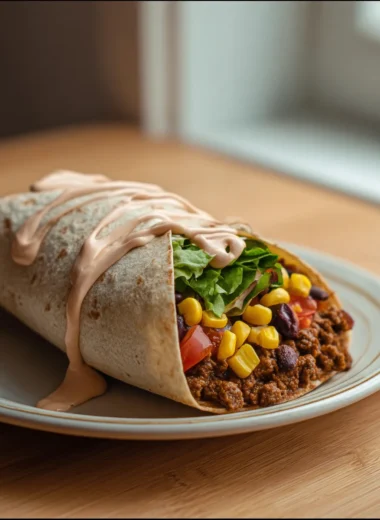Recette de Wrap Burrito Bœuf, Haricots & Maïs (Sauce Crémeuse)
