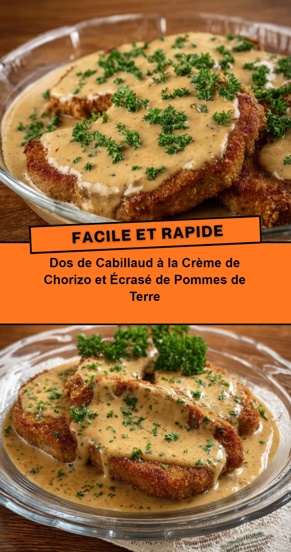 Recette de Dos de Cabillaud à la Crème de Chorizo et Écrasé de Pommes de Terre