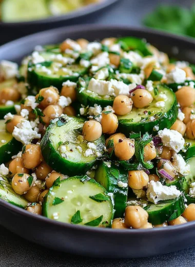 Recette de Salade de Pois Chiches, Concombre et Feta (Délicieuse et Rafraîchissante !)