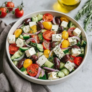 Recette de Salade Grecque avec Tomates et Feta Fraîche