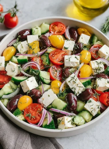 Recette de Salade Grecque avec Tomates et Feta Fraîche