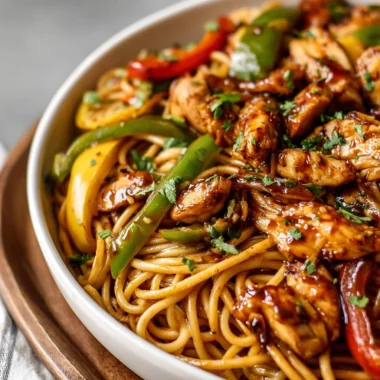 Recette de Nouilles de Poulet Collantes à l'Ail en Moins de 30 Minutes