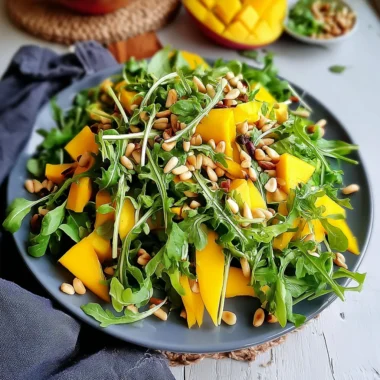 Recette de Salade de Roquette et de Mangue aux Pignons de Pin