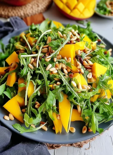 Recette de Salade de Roquette et de Mangue aux Pignons de Pin