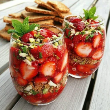 Recette de Tartare de Fraises, Éclats de Pistache et Sablé Breton