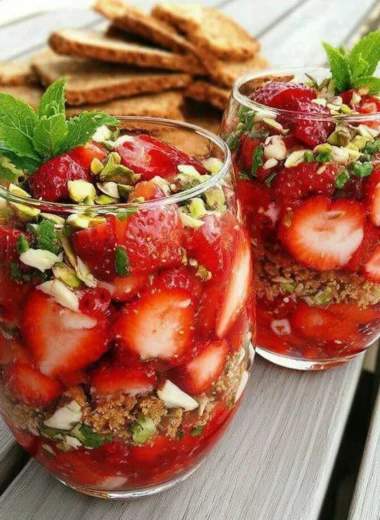 Recette de Tartare de Fraises, Éclats de Pistache et Sablé Breton